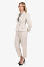 Brunello Cucinelli Beige Linen Sparkly Jacket + Trousers Size 38