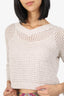 Brunello Cucinelli Beige Knit Long Sleeve Sequin Sweater Size M