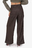 Brunello Cicinelli Brown Denim High Waisted Wide Leg Trousers Size 38