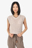 Brunello Cicinelli Beige/Black Trim Knit Cropped Vest Size S