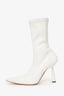 Vero Cuoio White Leather Pointed Sock Boots Size 36
