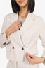 Brunello Cucinelli Cream/Beige Linen Striped Cropped Jacket + Straight Trousers Size 38