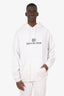 Balenciaga White Pixel Logo-Print Drawstring Hoodie Size M