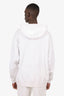 Balenciaga White Pixel Logo-Print Drawstring Hoodie Size M