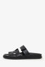 Hermès Black Leather Chypre Sandals Size 38