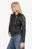 IRO Black Leather Moto Jacket Size 38