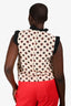 Red Valentino Cream/Black Silk Ruffle Detail Sleeveless Top Size IT 42