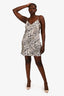 L'Agence Cream/Brown Python Print Slip Dress