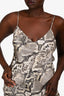L'Agence Cream/Brown Python Print Slip Dress
