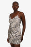L'Agence Cream/Brown Python Print Slip Dress