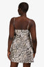 L'Agence Cream/Brown Python Print Slip Dress