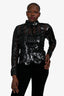 Derek Lam 10 Crosby Black Sequence Mockneck Sheer Long Sleeve Top Size 8