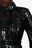 Derek Lam 10 Crosby Black Sequence Mockneck Sheer Long Sleeve Top Size 8