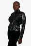 Derek Lam 10 Crosby Black Sequence Mockneck Sheer Long Sleeve Top Size 8