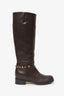 Salvatore Ferragamo Brown Leather Chain Detail Ridding Boots Size 7