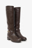 Salvatore Ferragamo Brown Leather Chain Detail Ridding Boots Size 7