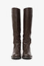 Salvatore Ferragamo Brown Leather Chain Detail Ridding Boots Size 7