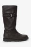 Gucci Brown Leather Monogram Embossed Biker Boots Size 36.5