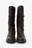 Gucci Brown Leather Monogram Embossed Biker Boots Size 36.5