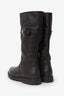 Gucci Brown Leather Monogram Embossed Biker Boots Size 36.5