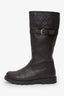 Gucci Brown Leather Monogram Embossed Biker Boots Size 36.5