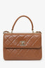 Pre-Loved Chanel™ 2016/17 Light Brown Leather Quilted Trendy Top Handle