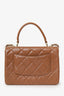 Pre-Loved Chanel™ 2016/17 Light Brown Leather Quilted Trendy Top Handle