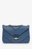 Pre-Loved Chanel™ 2016/2017 Navy Caviar Leather Macro Chevron Flap Bag