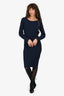 Jason Wu Navy Ribbed Midi Tie Dress Size S