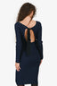 Jason Wu Navy Ribbed Midi Tie Dress Size S