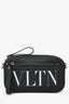 Valentino Black Leather White Logo Crossbody