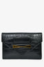 Alexander McQueen Black Croc Effect Leather Envelope Clutch