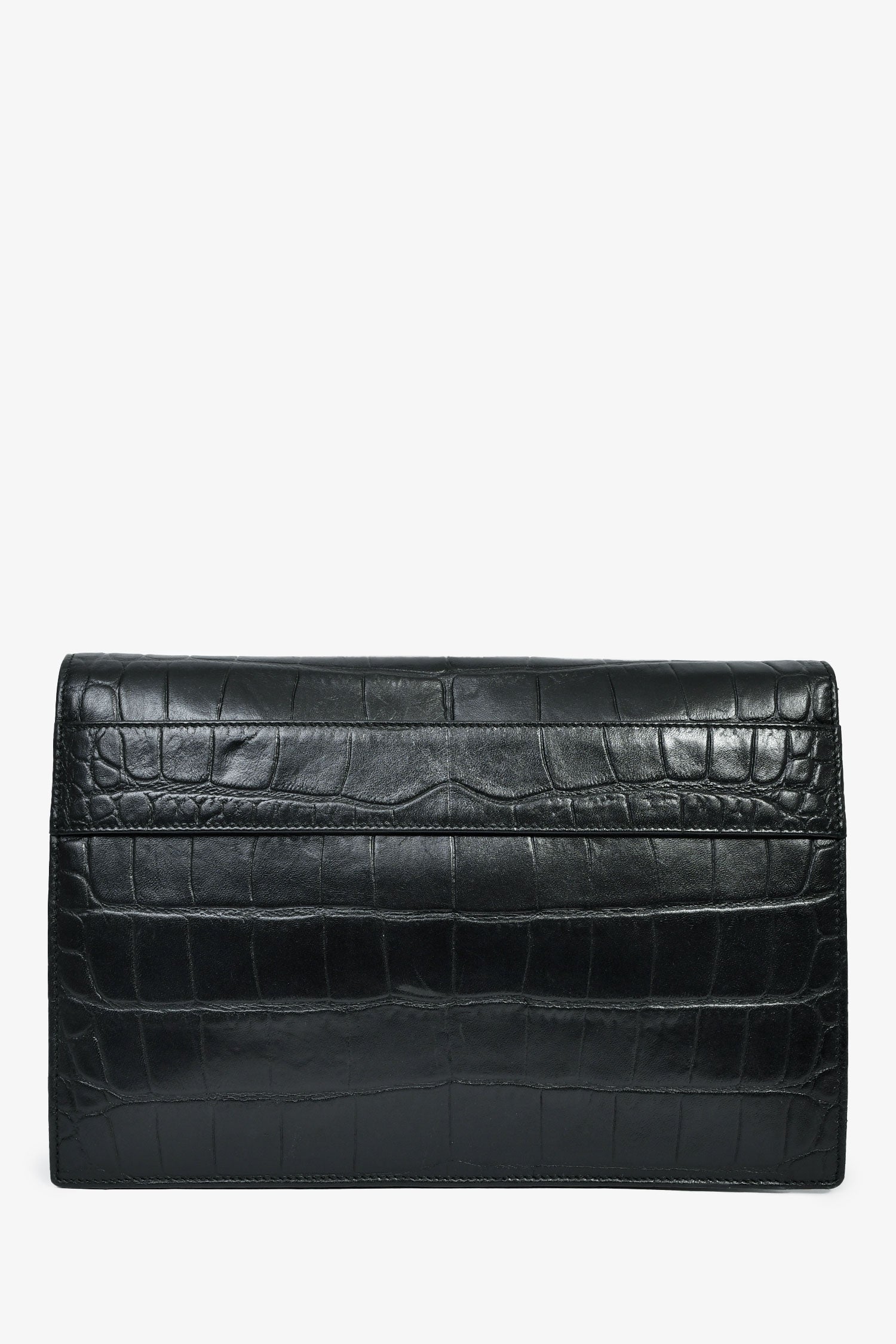 Alexander McQueen Black Croc Effect Leather Envelope Clutch – Mine