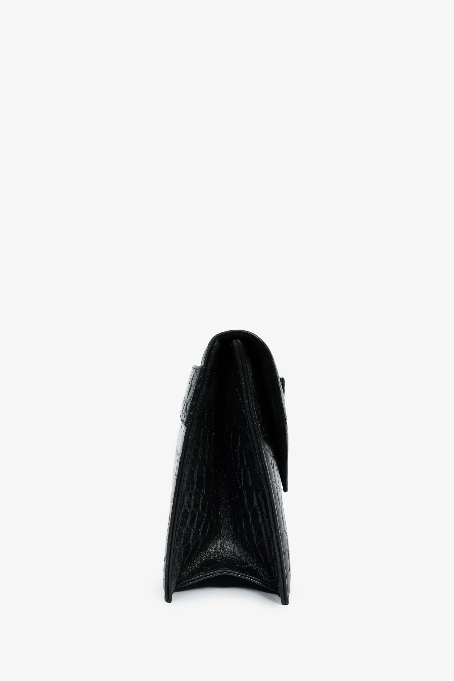 Alexander McQueen Black Croc Effect Leather Envelope Clutch – Mine