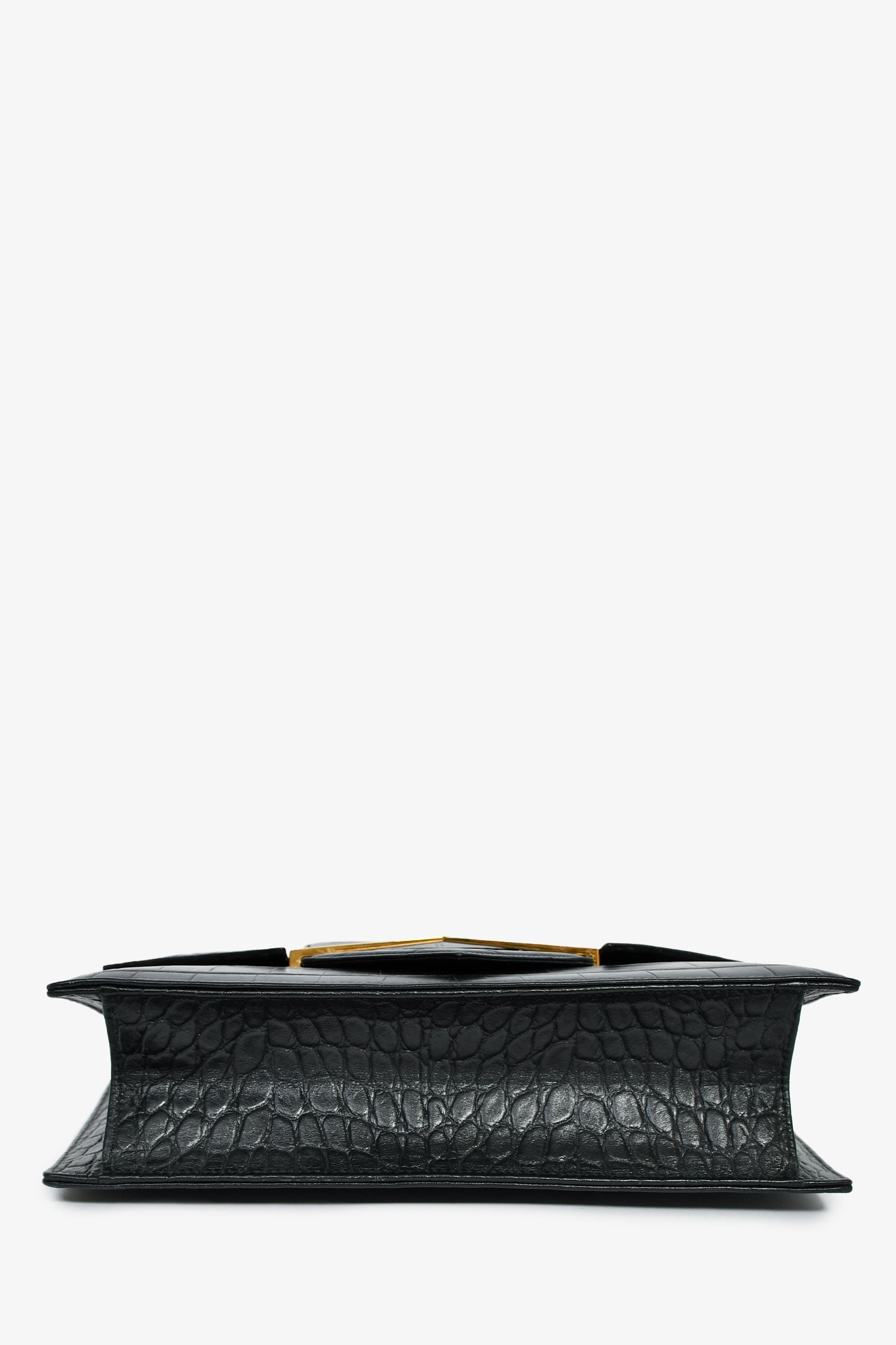 Alexander McQueen Black Croc Effect Leather Envelope Clutch – Mine