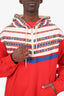 Gucci Red Jersey/Nylon Horsebit Print Half-zip Hoodie Size XL Mens