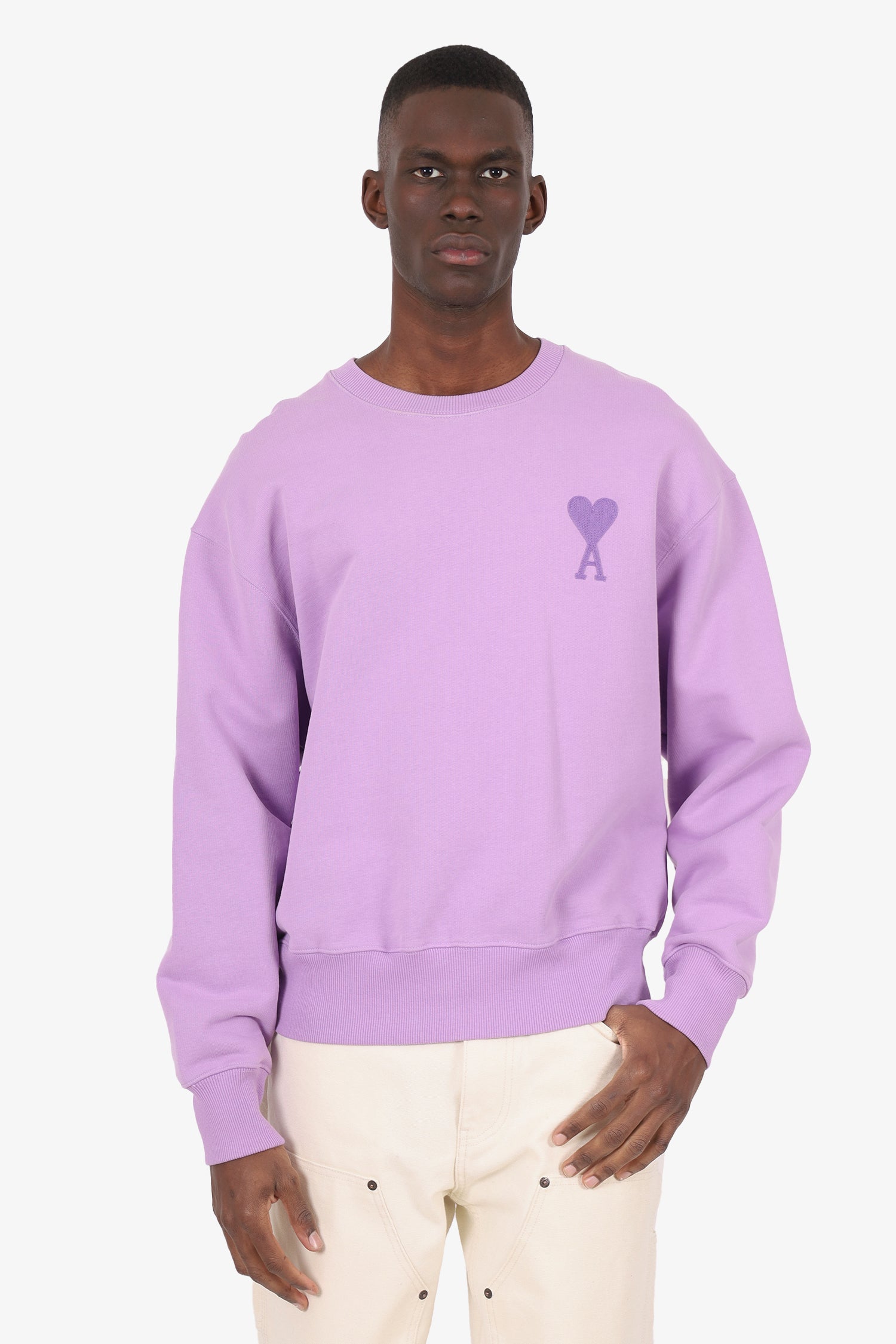Ami Paris Purple Heart Logo Crewneck Sweater Size L Mens – Mine