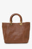 Christian Dior 2008 Brown Soft Leather Woven Lady Dior Tote