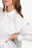 Simone Rocha White Cotton Poplin Button-Up Top With Pearl Collar Size 8 UK