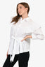 Simone Rocha White Cotton Poplin Button-Up Top With Pearl Collar Size 8 UK