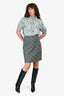 Burberry's Grey/White Novacheck Midi Skirt Size P