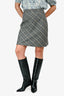 Burberry's Grey/White Novacheck Midi Skirt Size P