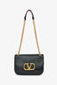 Valentino Black Leather Logo Crossbody Bag