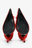 Balenciaga Red Tweed Knife Heels with Gold Button Size 36