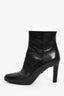 Prada Black Leather Round Toe Heeled Booties Size 36