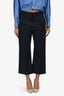 Marni Blue Cotton Straight Leg Cropped Trousers Size 40