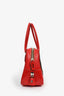 Prada 2005 Red/Brown Leather Canvas 'Bowling' Top Handle Bag