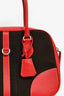 Prada 2005 Red/Brown Leather Canvas 'Bowling' Top Handle Bag