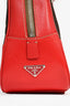 Prada 2005 Red/Brown Leather Canvas 'Bowling' Top Handle Bag