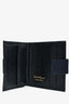 Salvatore Ferragamo Navy Lizard Embossed Leather Compact Wallet